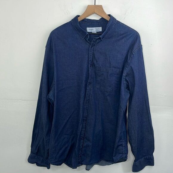 Old Navy Men’s Button Down Long sleeve collared shirt denim size XXL - Picture 1 of 7